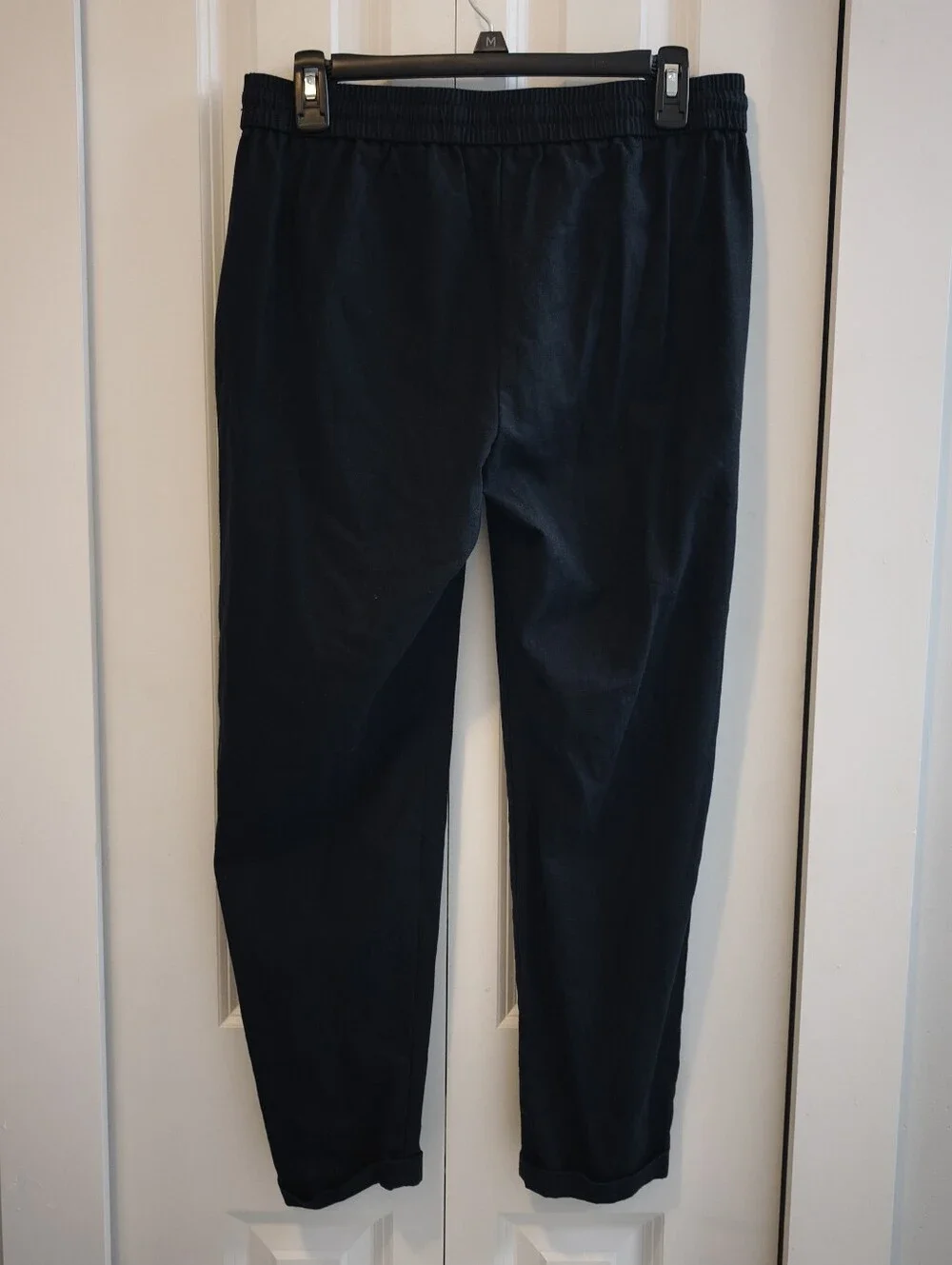 J.Crew Women's Linen Cotton Pull On Pants Size 6 Black Drawstring Tapered